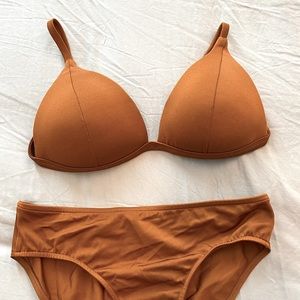 Gold Brown / Burnt Orange Padded Top Cheeky Bottom Bikini Set